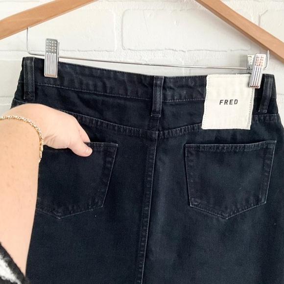 FRED Mini Denim Skirt Black Cotton Raw hem Mobwife Goth Rock Sz S - Picture 11 of 11
